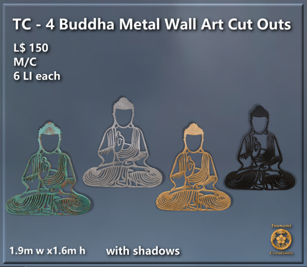 Second Life Marketplace Buddha Metal Wall Art Cut Outs